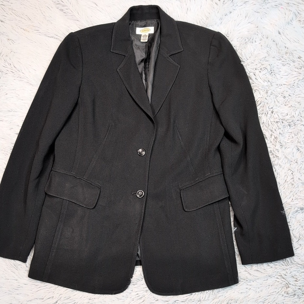 Vintage Talbots Jacket Womens 8 Black Blazer Preppy Career‎ Comfort Pockets